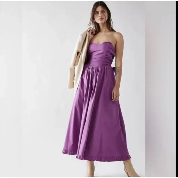 NWOT Free People Cohen Poplin Midi Dress in Purple Womens Size Large - Picture 2 of 5